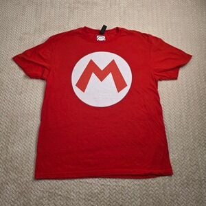 Nintendo Super Mario Bros Red Graphic T-Shirt Mens Large M Logo Crew Neck Tee